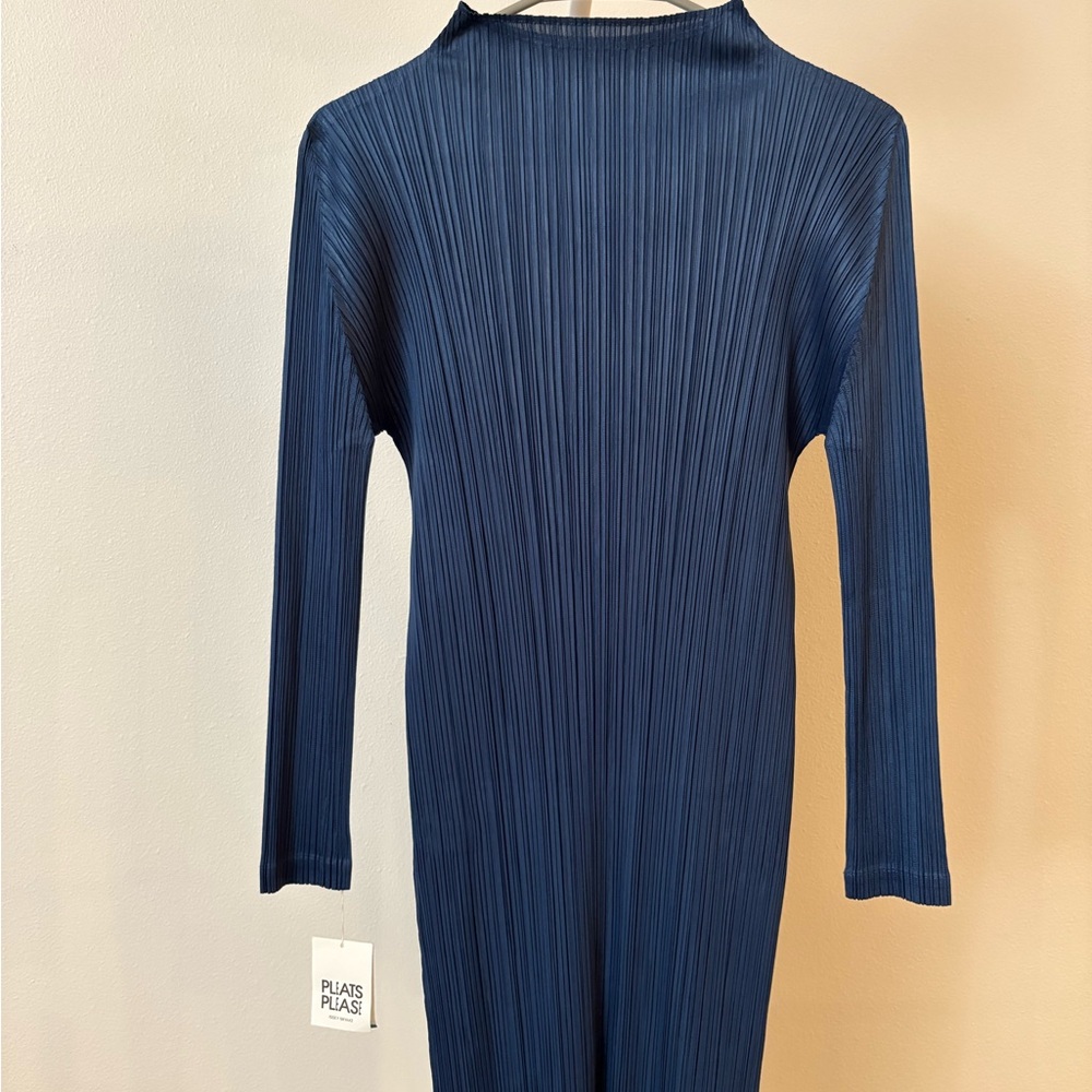 Pleats Please Blue Long Sleeve Dress